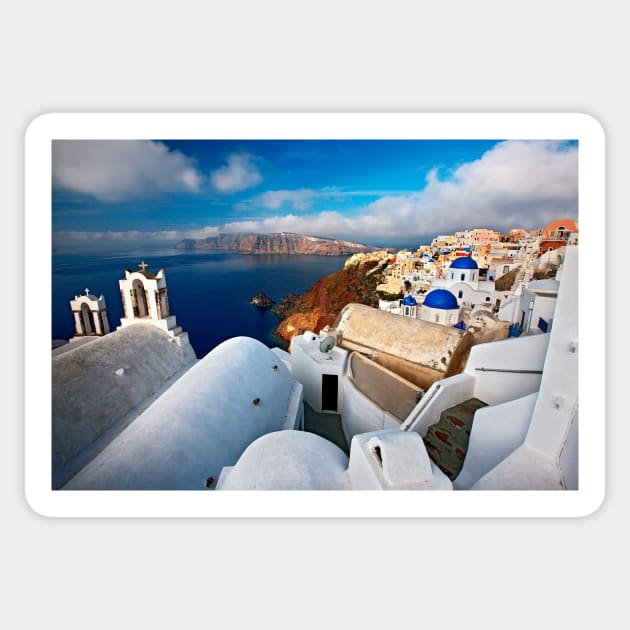 Oia embracing the Caldera Sticker by Cretense72